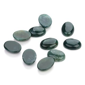 Naturlig Aquatic Agate Oval Flat Back Gemstone Cabochons Healing Chakra Crystal Stone Bead Cab Cover Inget hål för smycken hantverk