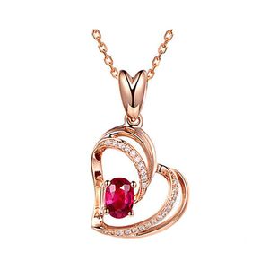 Подвесные ожерелья Jinjiahuas Элегантная сердцевая в форме сердца Ruby Hollow Love Fl Diamond Three NSIONAL PEACH RED VISHING COLSERBAY HJEWELRY DR DHIRY