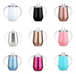 New 10oz Sippy Cup Stainless Steel Tumbler Mug with Double Handle Egg Cups Vacuum Insulation Home Baby Water Bottle Coffee Mugs