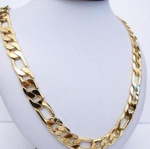 8mm 14K Guldpläterade kedjor Mäns atmosfär Figaro Flat Three Room Gold Necklace Armband Set