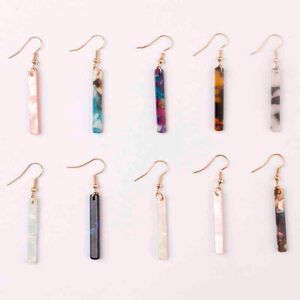 Minimalist Resin Acrylic 35*55mm Acetate Bar Dangle Drop Earrings for Women Leopard Bar Drop Earrings Back to School Girl Gift G220312