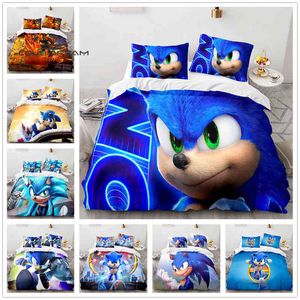 Cartoon Sonic Duvet Cover Pillowcase Boy Kid Teen Girl Bedding Covers Set King Queen Twin Comforter Sets