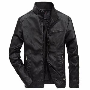 Spring PU Кожаная куртка Men Solid Casual Faux Leather Pat Slim Fit Motorcycle Leather Jacket 220816