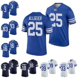 N3740 25 Tyler Allgeier BYU Cougars 2021-22 College Football Jersey Isaac Rex Jake Oldroyd Baylor Romney Lopini Katoa Brady Christensen Ben