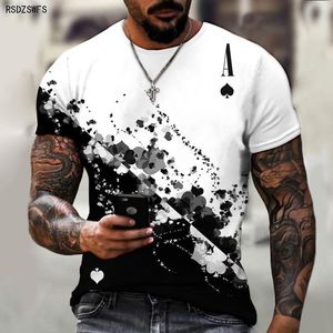 Ace Of Spades Kartu Jogo 3D Kaos Cetak Baru Personalisasi Fashion Gaya Jalanan Pria Musim Panas Lengan Pendek Tshir 220613