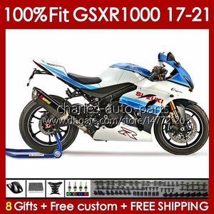 Stampo ad iniezione per SUZUKI GSX-R1000 GSXR 1000 CC K17 2017-2021 146No.128 Corpi GSXR-1000 GSXR1000 17 18 19 20 21 1000CC 2017 2018 2019 2020 2021 Carenatura OEM bianco blu blk