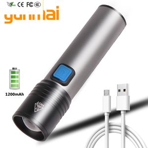 Nova lanterna LED XM-L T6 Bateria embutida Mini lanterna USB Lanterna recarregável Lanterna à prova d'água Lâmpada de acampamento Zoom Lanterna Litwod