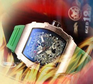 Dial de esqueleto de moda mais quente Quartz assistir homens 43mm Sapphire cistos transparente relógios de borracha silicone impermeável relógios famosos grandes stopwatch