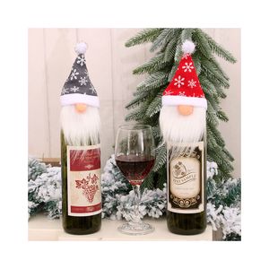 Santa Wine Bottle Seted CaPfaceDeless Old Man SetChristmas Home Decorations Decoration Y201020