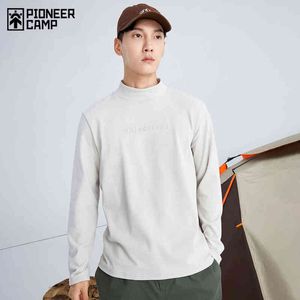 Pioneer Camp Autumn t shirt Men Solid Color Long Sleeve Casual Tee Men's Streetwear High Neck T shirts 2021 XCS123151 T220808