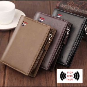 wallets Vintage Men Leather Luxury Wallet Short Slim Male s Money Clip Credit Card Dollar Cow Mens 220627