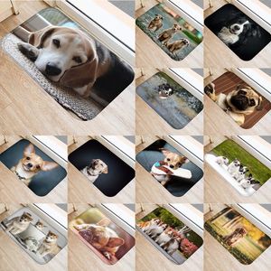 Carpets 1pcs 40 60cm Cute Pug Husky Dog Pattern Anti-Slip Suede Carpet Door Mat Doormat Outdoor Kitchen Living Room Floor Rug 48302Carpets