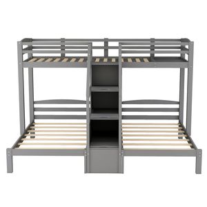 Wholesale twin bed with storage resale online - Good Bedroom Furniture Twin over Twin TwinBunk Bed with Built in Staircase and Storage Drawer Espresso grey black