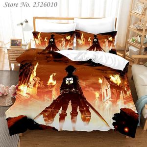 Bedding Sets Anime 3D Ataque no Titan Impred Set King Duvet Capa travesseiro Caso Consolador adulto crianças roupas de cama de cama 04bedding