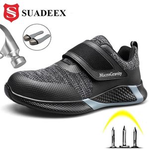 Suadeex Mens Steel Toe Construction Protective Sootwear軽量衝撃耐性作業安全スニーカー靴Y200915