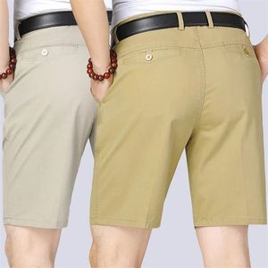 Summer 100 Cotton Shorts Men Knee Length Boardshorts Classic Brand Comfortable Clothing Beach Male Short Trousers 220715