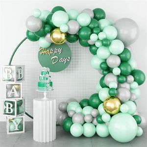 Party Decor Green Balloon Garland Arch Kit Latex Balloons Different Size for Birthday Bridal Shower Wedding Jungle Party Theme MJ0773