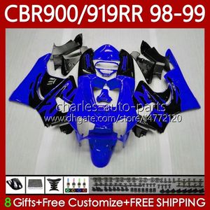 Kit carene per HONDA CBR 919RR 900RR 900CC 919CC CBR919 CBR900 RR CBR919RR 98 99 Corpo 127No.75 CBR 900 919 RR CC 1998 1999 CBR900RR 1998-1999 Carrozzeria OEM Nero blu