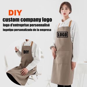 Apron custom adult bib Apron solid color kitchen chef waiter design printing oem household cleaning tools Factory wholesale 220608