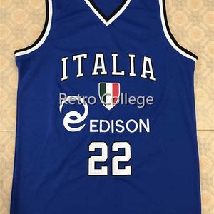 Xflsp 22 Marco Belinelli ITALIEN EUROBASKET TRIKOT CAMISETA CANTECTA BASKETBALL JERSEY BROIDERY STITCHED Anpassat något antal och namntröjor