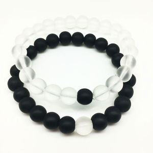 8mm vidro frisado fios elásticos charme pulseiras para homens mulheres amante esportes decoração artesanal moda jóias