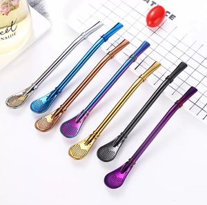 Drinking Straw Stainless Steel Yerba Mate Straw Gourd Bombilla Filter Spoons Reusable Metal Pro Tea Tools Bar Accessories C0810X3