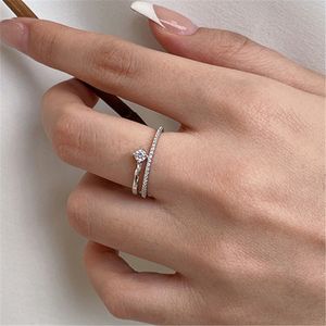 Ture Love Engagement Wedding Rings Jewelry For Women Girls 925 Sterling Silver 5A Cubic Zirconia Diamond Index Finger Rings with Gift Box Size 5-9 Nickel Free Plating