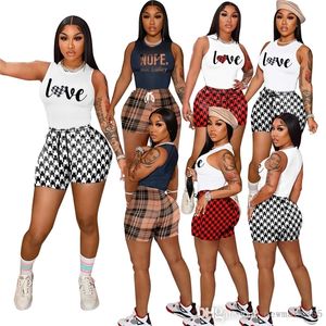 Designer 2022 Women Sexy Print Vest Shorts Casual Two Piece Set S-XXL DHL