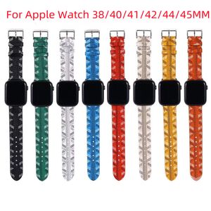 Cinturino per cinturini per orologi di moda G Designer per Apple 38mm 40mm 41mm 42mm 44mm 45mm iwatch Serie 7 6 5 4 3 2 SE Sostituzione cinturino per orologi intelligenti in pelle PU nera