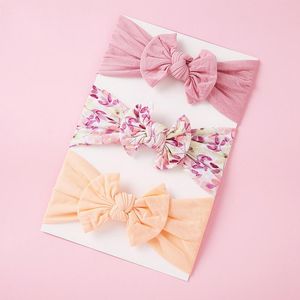 Saç Aksesuarları Baskı Bebek Naylon Kafa Kız Yay Türban Yumuşak Kelime Çocuk Ozdoby Yapmak Wlosow Naissance Fille Hairband 3 adet