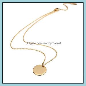 Pendant Necklaces Pendants Jewelry Custom Disc Round 18K Gold Engraved Metal Coin Blank Necklace Drop Delivery 2021 Vz8Ke