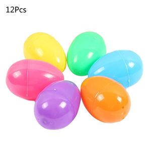 Party Decoration Colorful Easter Eggs Set Of 12 Egg Shell Kit Plastic Filling Chicken Cover For Children DIY Handmade Festival Crafts Gift