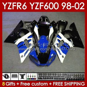 Carrozzeria per YAMAHA YZF 600 CC YZF-600 YZF-R6 1998 1999 2000 2001 2002 Carrozzerie 145No.118 YZF600 600CC YZF R6 R 6 98-02 Telaio YZFR6 98 99 00 01 02 Kit carenatura OEM blu lucido