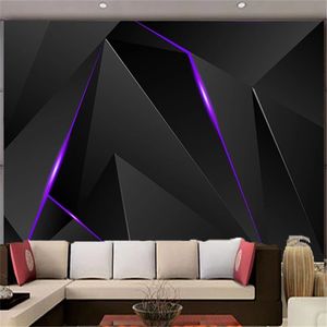 Fashion Black Line Murals Photo Wallpaper for Living Room Bedroom Abstract Wall Papers Home Decor