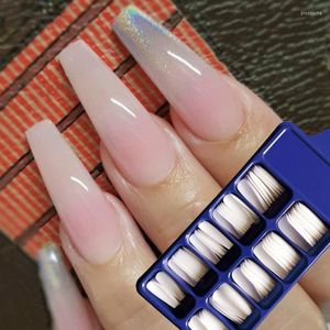 Falska naglar 100st White/Transparent ongle Nail Tips med Box Transparent Half Fake Art Akryl French Prud22