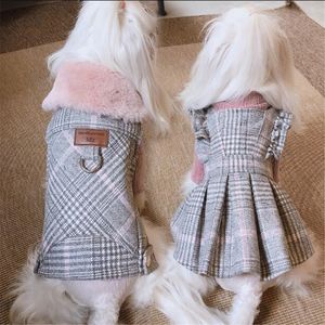 Vêtements d'hiver de luxe en laine pour chien avec col en fourrure chiot Yorkshire Dogs Veste Manteau Vêtements pour petit moyen animal Chihuahua T200101