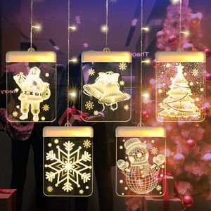 Appendere la luce natalizia adesiva effetto visivo 3D in acrilico LED ornamento luce notturna a tema festival per forniture per feste a casa