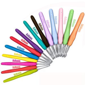 14pcs/set DIY-крючковые крючки 2 мм-10 мм гладкие вязание эргономичные ручки с мягкими рукоятками для артритных рук xbjk2207