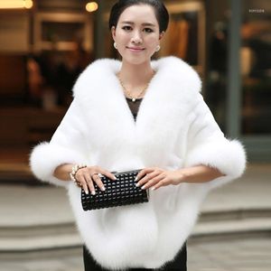 Halsdukar lyxiga eleganta kvinnors faux mink kashmir vinter varm päls kappa sjal cape mode fasta damer pashmina poncho kh704471scarves kiml22