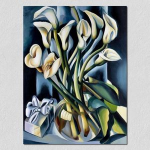 Duże ręcznie robione płótno ścienne sztuka calla lillies kwiat obraz olejny Tamara de lempicka piękna nowoczesna dzieła kwiatowe do dekoracji salonu