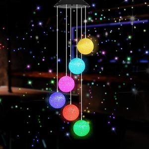 Solar Ball Light LED Color Changing Garden Yard Hanging Decoration Light Outdoor Powered Wind Chime Waterproof Lawn Lamps