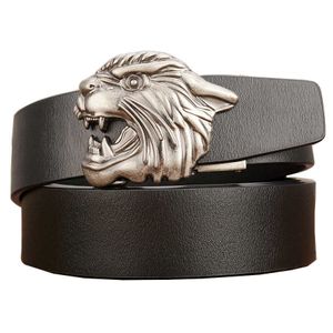 TopSelling Alloy Tiger Cowskin Belt Fashion Jeans 's Ratchet Automatic Buckle Genuine Leather Belts For Men Designer Classic luxury