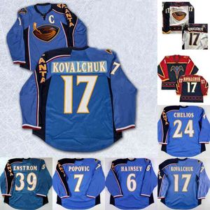 Nik1 17 ILYA KOVALCHUK Atlanta Thrashers Hockey jersey Tobias Enstrom Chris Chelios Ron Hainsey Bobby Holik Marian Hossa Scott Mellanby Lehtonen