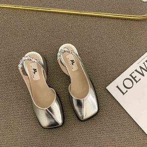 Sandaler High Heels Women Fairy Style Shoes Minority Green Sliver Chunky Heeled Sandals Fashion Toe Pump tofflor 220704