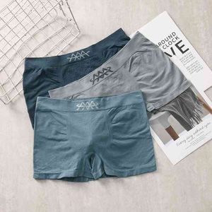 New Magnetic Men's Panties Underpants High Elastic Hive Breathable Comfortable Flat Pants Men Middle Waist Boxers Underwear G220419