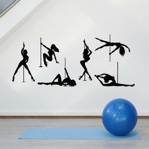 Wall Stickers Pole Dancing Woman Decal Striptease Pool Dance Stripper Naked Girls Removable Art Room Decor Mural B341