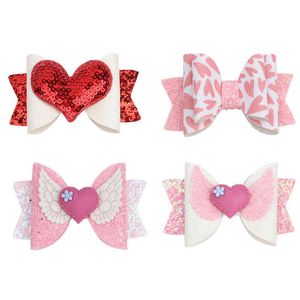 Oaoleer 7,6 cm Glitzer-Haarschleifen-Clips, süße Herz-Rosa-Haarnadeln für Babys, schöne Valentinstag-Haar-Accessoires, Haarspangen, AA220323