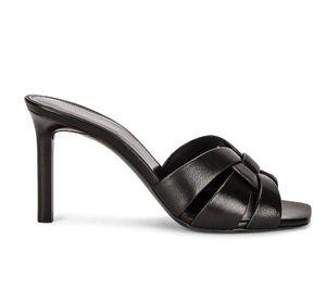 Kutu Kadınlar Terlik Sandal Ayakkabıları Lüks Tasarımcı Ayakkabıları Tribute Orijinal Deri Sandalet Slayt Stiletto Topuklar Moda Ayakkabı 35-43