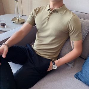 8Colors verão manga curta gelo homens homens camisas de polo moda negócio virada para baixo colarinho fit tshirt casual camiseta homme 220402