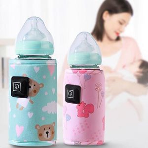 Portable USB Baby Bottle Warmer Car Travel Infant Feeding Bottle Heated Cover Insulation Thermostat Food Heater Drop 220708